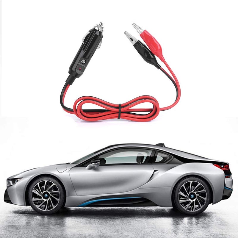 Jtron Cigarette Lighter Plug Extension Cable With Small Alligator Clip 15AWG Copper Wire Core Max 15A 12V/24V Support High-power (16.4FT) - Image 2